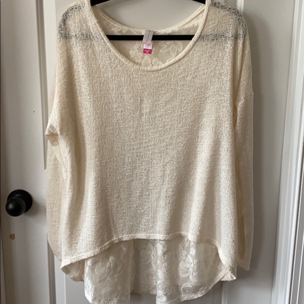 No Boundaries Cream Lightweight Lace Sweater